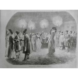 1857 I DANSES PERSANES BAYADERS VOILE TAMBOURIN DESSIN BLANCHARD