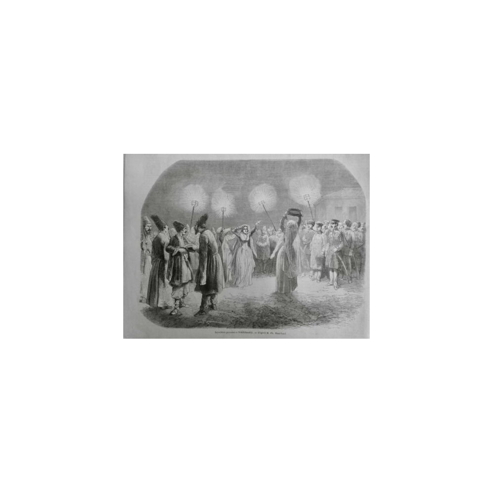 1857 I DANSES PERSANES BAYADERS VOILE TAMBOURIN DESSIN BLANCHARD