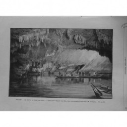 1892 UI BELGIQUE GROTTE HAN-SUR-LESSE BARQUE VISITE LAMPE-ECLAIR JACOB-BAZIN