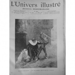 1891 UI PEINTRE ALEXIS VOLLON TABLEAU "TOUT POUR COLOMBINE" BATON FRAPPER