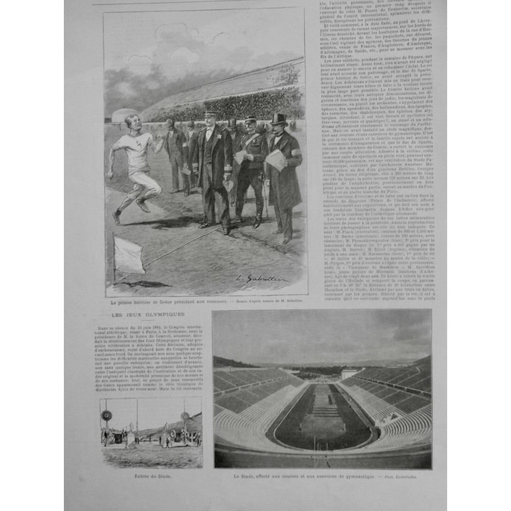 1896 I JEUX OLYMPIQUES GRECE PRINCE HERITIER STADE COURSE