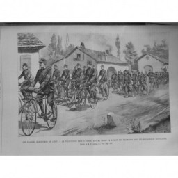 1891 UI VELOCIPEDE ARMEE BRIGADE BICYCLISTE MANOEUVRES DESSIN CARREY