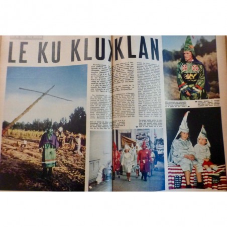 1966 PI KU KLUX KLAN CEREMONIE CROIX FEU COSTUME RACISME NAZI GUERRE SECESSION