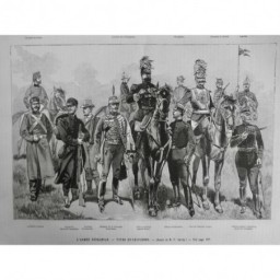 1892 UI ARMEE ESPAGNOLE TYPES UNIFORMES INFANTERIE ESCORTE ROYALE HUSSARD PRINCE