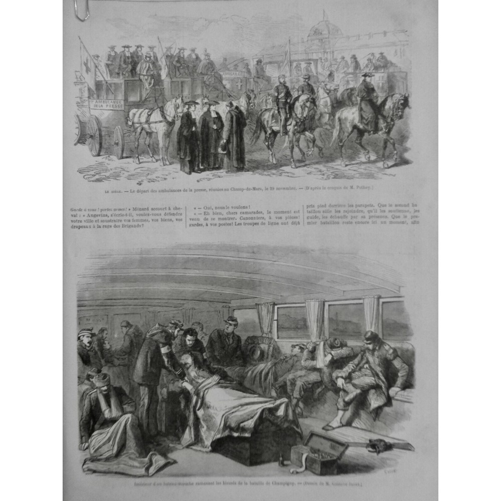 1870 MI AMBULANCE BLESSÉ PARIS CHAMP MARS BATEAU MOUCHE