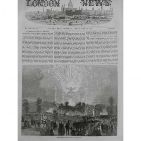 1852 I FEU ARTIFICE PARIS FETE MILITAIRE LOUIS NAPOLEON AIGLE