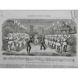 1851 I DANSE GUENOUILLES TOULON CAVALCADE CHARITÉ COSTUME BLANC RUBAN