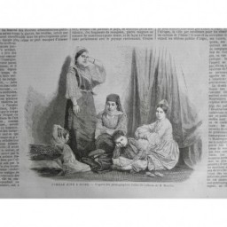 1860 I ALGER FAMILLE JUIVE COSTUME SOMBRE ROBE ISABELLE JAUNE PHOTO MOULIN