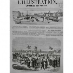 1861 I ANNAMITE DEPUTATION VILLAGE SOUMISSION CHARNER TROUPE CROQUIS ROUX