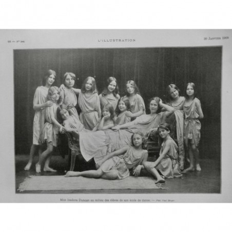 1909 I DANSE DANSEUSE ISADORA DUNCAN ECOLE DANSE ELEVE IPHIGENIE GRECE