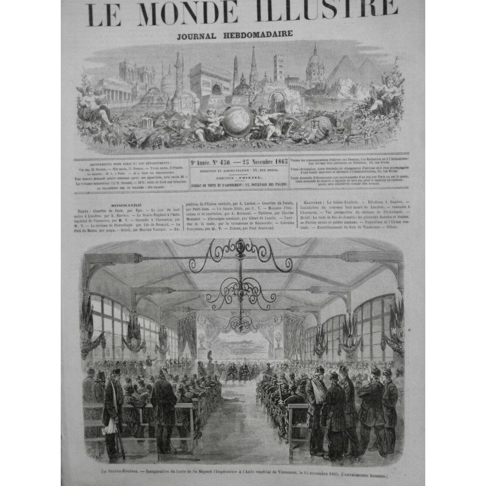 1865 MI VINCENNES ASILE IMPERIALE BUSTE IMPERATRICE SAINTE EUGENIE