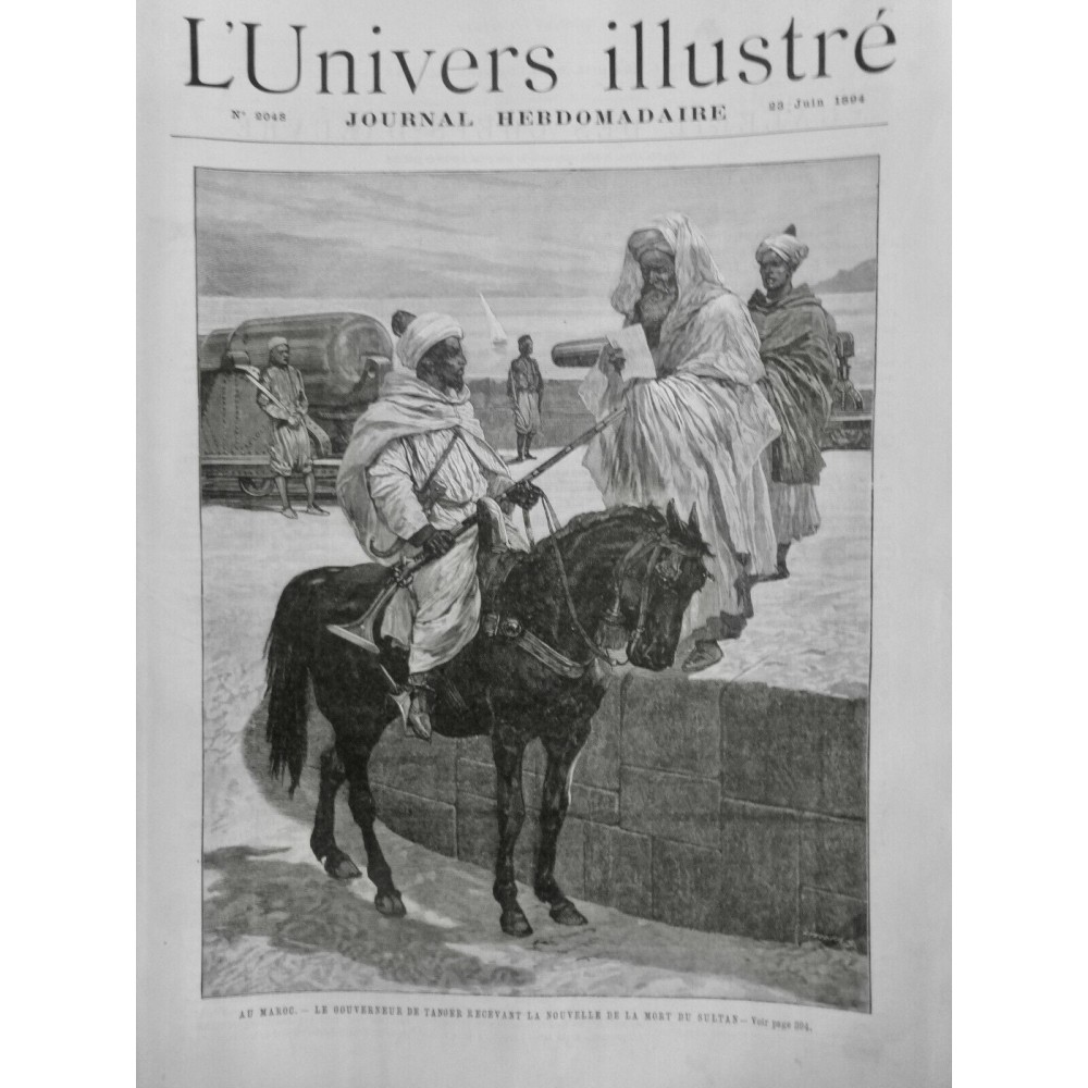 1894 UI MAROC GOUVERNEUR TANGER COURRIER MORT SULTAN MOULEY-HASSAN FILS