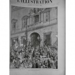 1893 I ITALIE MANIFESTATION PALAIS FARNESE FOULE AMABASSADE FRANCE ROME