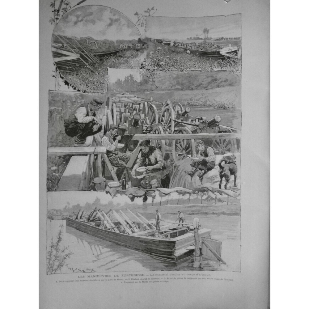 1893 I FORTERESSE MANOEUVRES MATERIEL CHALOND TRANSPORT CANAL CHALIFERT