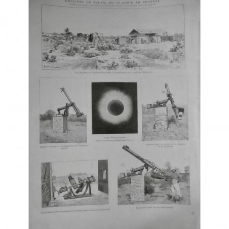 1893 I ECLIPSE SOLAIRE SENEGAL APPAREIL PHOTO SIDEROSTAT SPECTROSCOPE