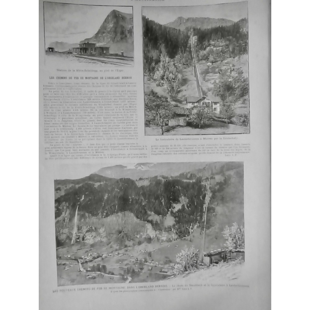 1893 I CHEMIN FER MONTAGNE FUNICULAIRE LAUTERBRUNNEN CHUTE STAUBBACH