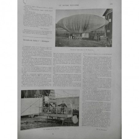 1897 MI BALLON DIRIGEABLE DR WOELFERT NACELLE MOTEUR