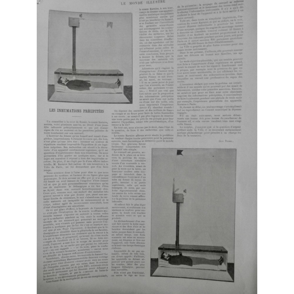 1897 MI RUSSIE INHUMATION KARNICE INVENTION APPAREIL SEPULTURE