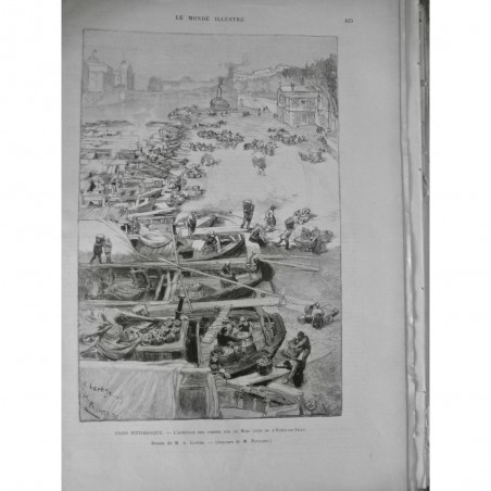 1893 MI PARIS ARRIVAGE POMME QUAI BATEAU MAIL VENDEUR DESSIN LEPERE