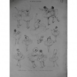 1893 MI ACADEMIE MUSIQUE EXAMIN DANSE TUTU POINTE DANSEUSE DESSIN MESPLES