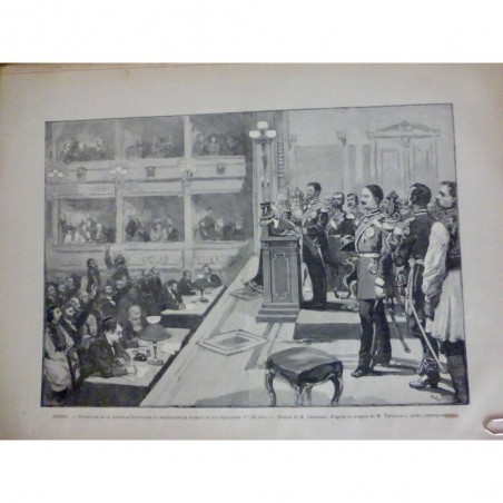 1893 MI SERBIE SKROUPCHINA SERMENT ROI ALEXANDRE 1ER DESSIN GERARDIN