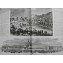 1864 UI TAUREAU CORRIDA ARENES NIMES COURSE