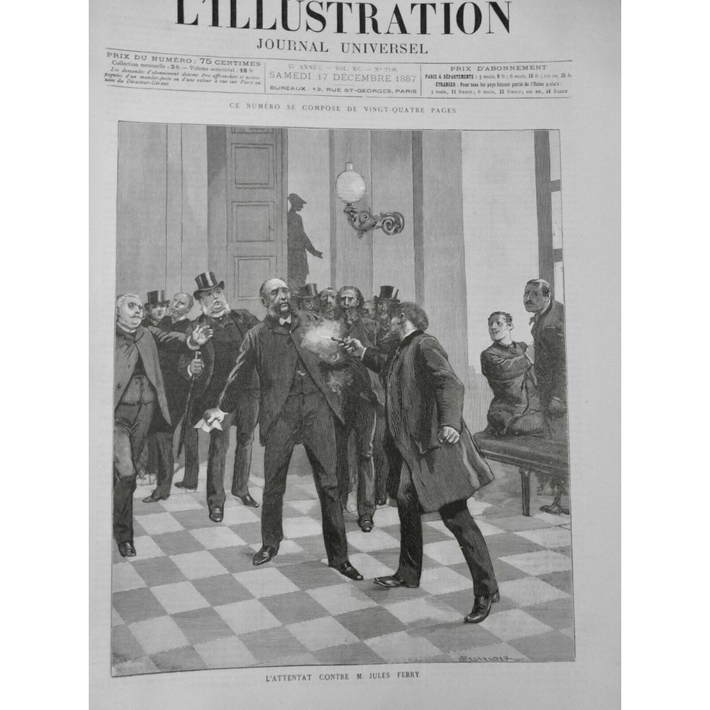 1887 I JULES FERRY ATTENTAT AUBERTIN ARME ASSASSIN PALAIS-BOURBON