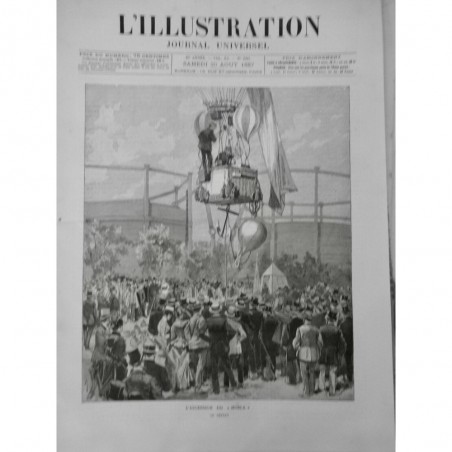 1887 I BALLON ASCENSION HORLA DEPART LESTAGE JOVIS MALLET