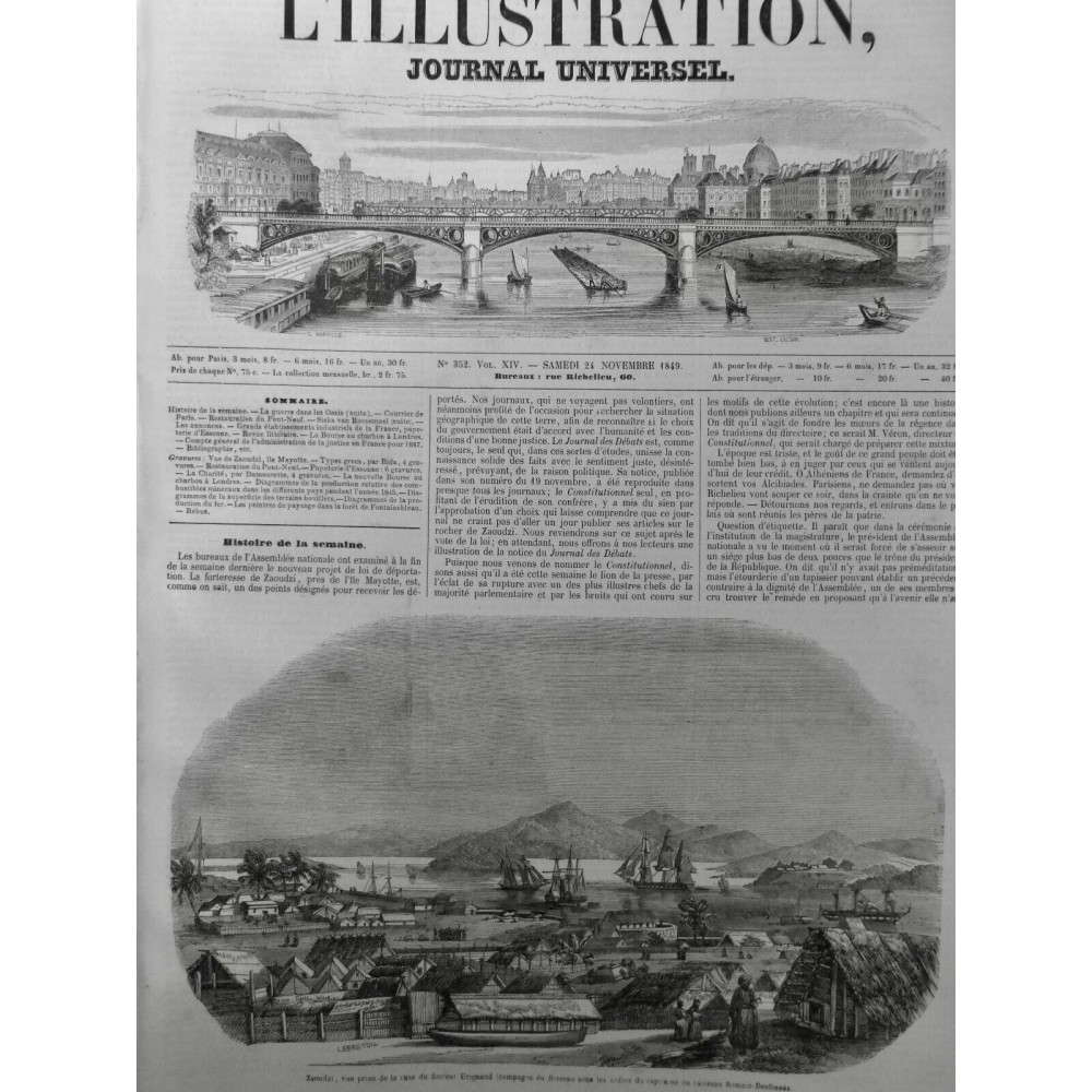 1849 I ZAOUDZI FORTERESSE DEPORTÉS DR URIGNAUD ROMAIN DESFOSSÉS VAISEAU FLOTTE