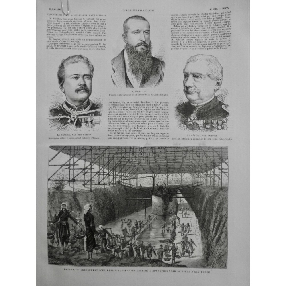 1880 I VIETNAM SAÏGON CREUSEMENT BASSIN SOUTERRAIN DISTRIBUTION EAU