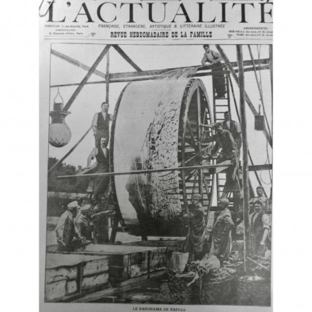 1904 A NAPLES PHOTOGRAPHIE GIGANTESQUE ROUE PRODUIT CLICHES BRANGER TUYAU EAU