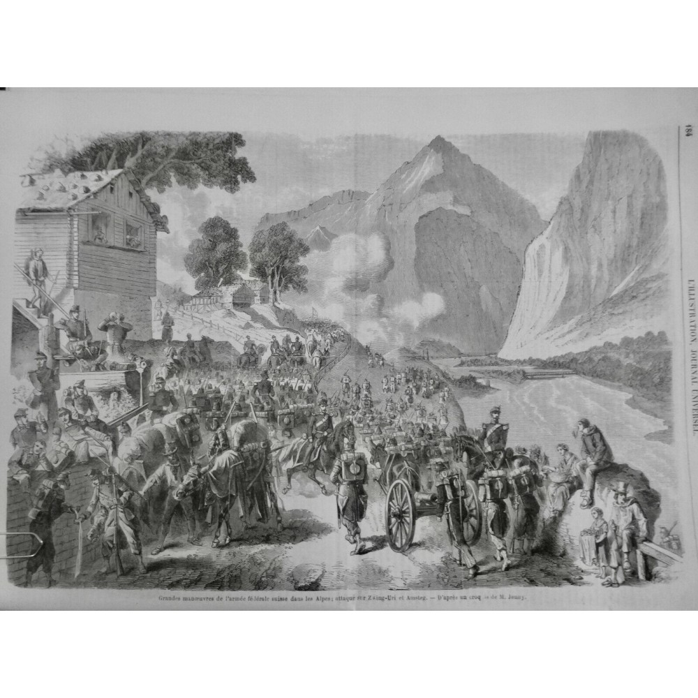 1861 I ALPES MANOEUVRE ARMEE FEDERALE SUISSE COMBAT ZWING URI AMSTEG