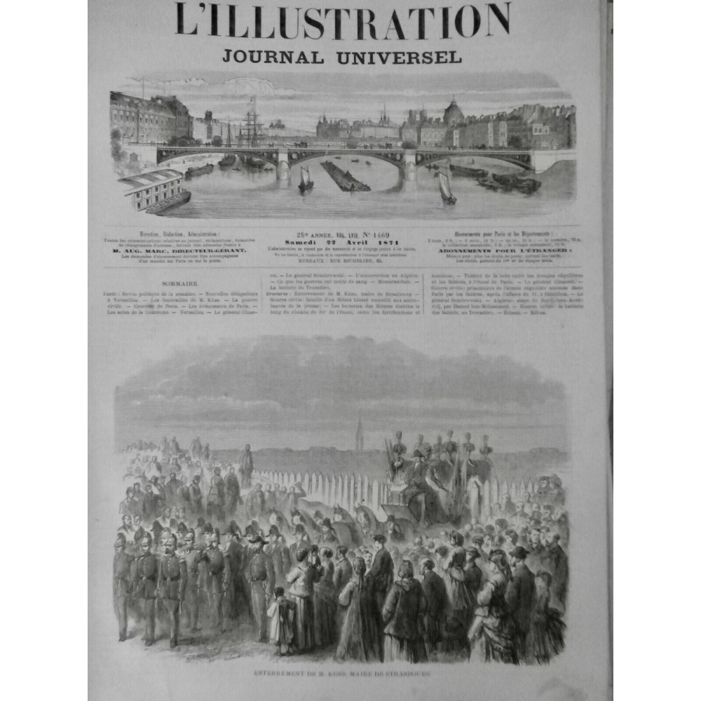 1871 I M.KUSS ENTERREMENT STRASBOURG MAIRE CORTEGE