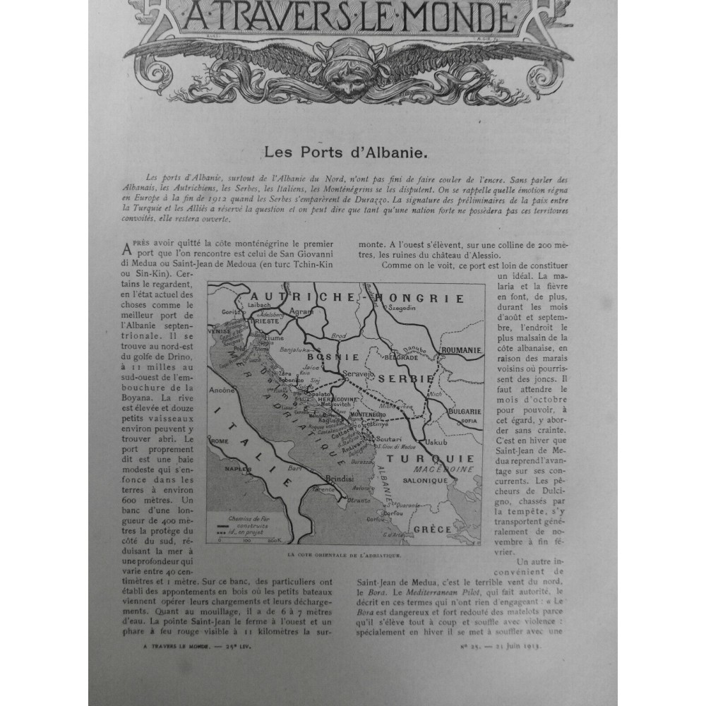 1913 ATM ALBANIE PORTS DISPUTE AUTRICHEN SERBE ITALIEN MONTENEGRIN ADRIATIQUE