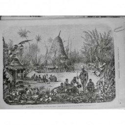 1871 I NOUVELLE CALEDONIE TENTE CHEF CAHOUA INDIGENES CAMPEMENT