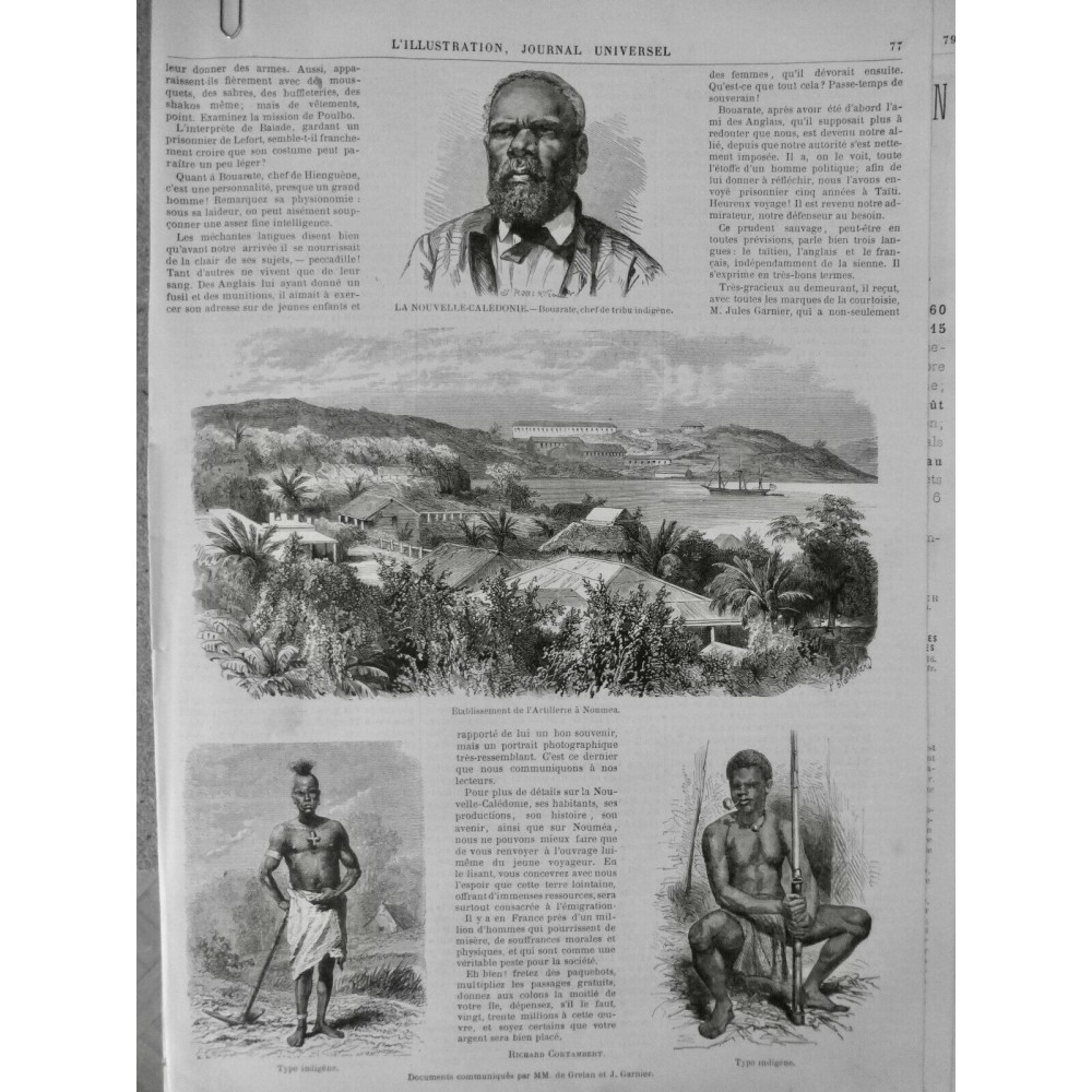 1871 I NOUVELLE CALEDONIE BOUARATE CHEF TRIBU INDIGENE ARTILLERIE NOUMEA