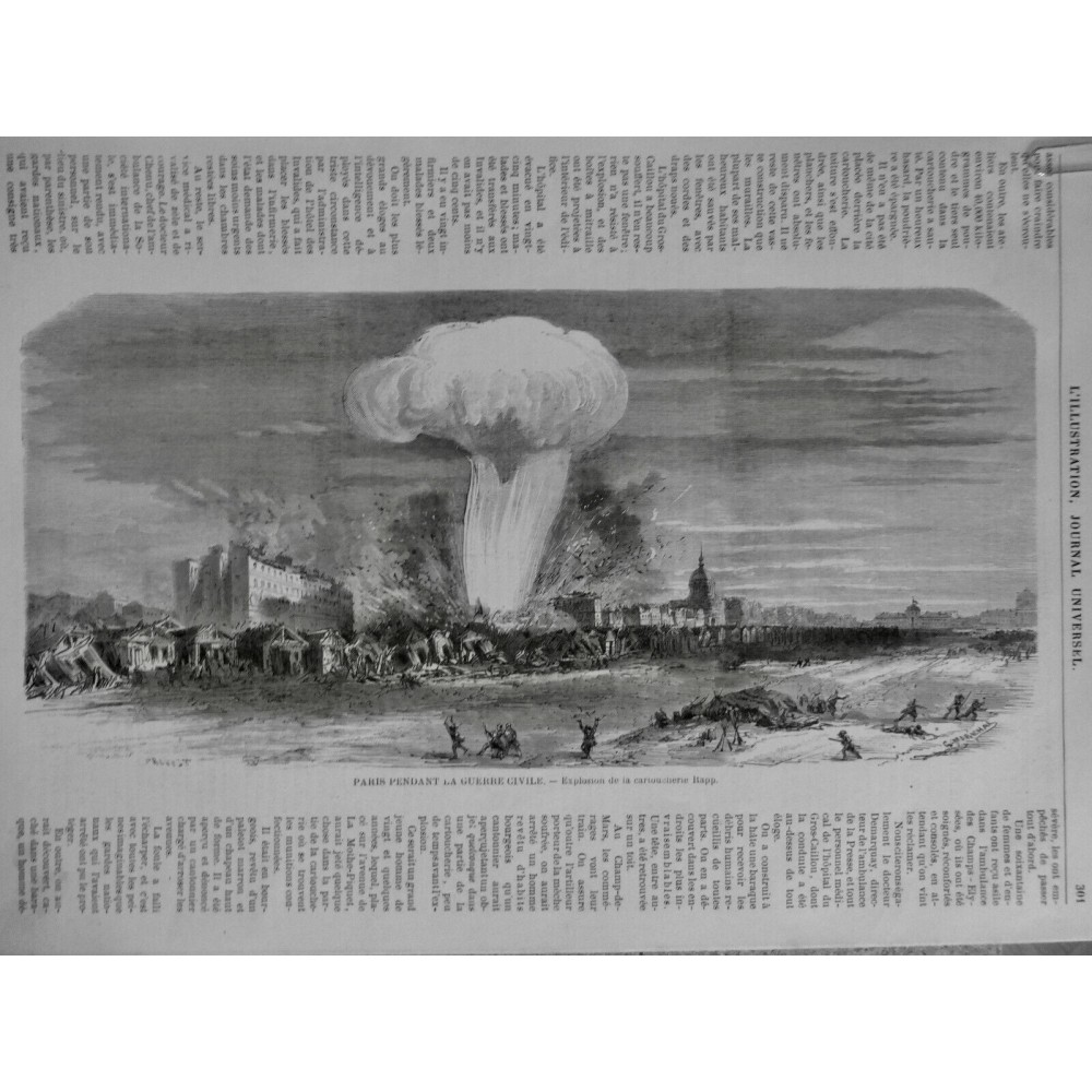 1871 I PARIS GUERRE CIVILE EXPLOSION CARTOUCHERIE RAPP INCENDIE BLESSÉS