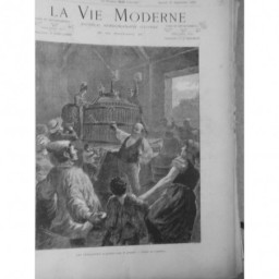 1884 VM VENDANGES VIGNE CUEILLETTE PRESSOIR FÊTE DANSE DESSIN CONDEIXA