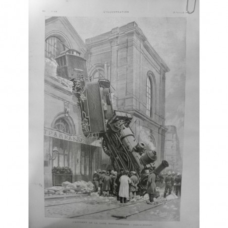 1895 I CHEMIN FER GARE MONTPARNASSE ACCIDENT TRAIN DERAILLEMENT BATIMENT