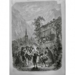 1860 I TYROL VORARLBERG CHANTEUR PAQUES FLAMBEAU MUSICIEN