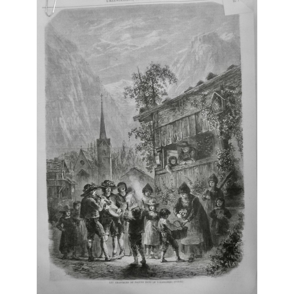 1860 I TYROL VORARLBERG CHANTEUR PAQUES FLAMBEAU MUSICIEN