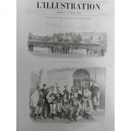 1894 I ECOLE POLYTECHNIQUE EXERCICE CANON COUR FETE PONT GAMMA TRAVESTISSEMENT