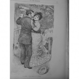 1884 VM LA DANSE COUPLE EVENTAIL CRAYON RENOIR