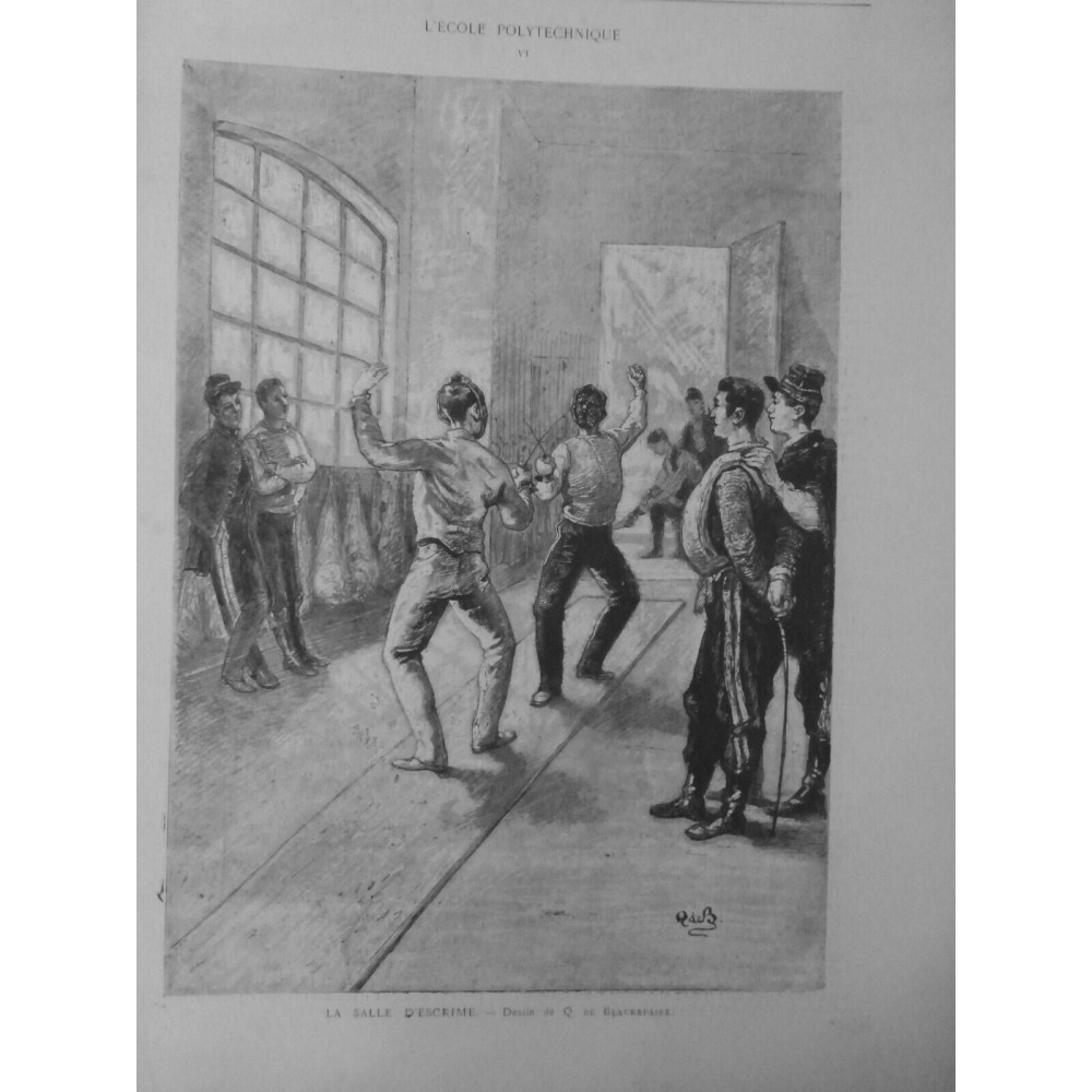 1884 VM ECRIME SALLE EPEE PROFESSEUR MAÏTRE FLEURET DESSIN BEAUREPAIRE