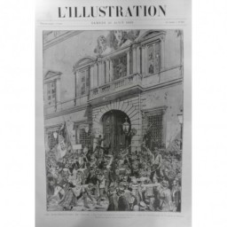 1893 I ITALIE MANIFESTATION FOULE PALAIS FARNESE SIEGE AMBASSADE FRANCE ROME