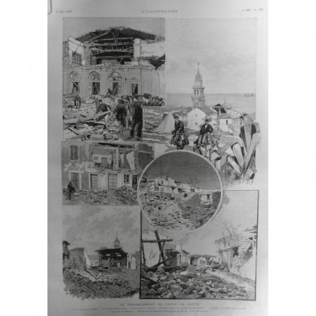 1893 I TREMBLEMENT TERRE ZANTE RUINE DEGAT MAISON EGLISE SECOUSSE