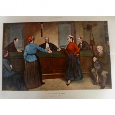 1891 I JUSTICE PAIX TABLEAU SALZEDO SALLE AUDIENCE TRIBUNAL JUGE QUERELLE FEMME