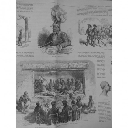 1864 I SONJI ROI PORTO-NOVO AUDIENCE CONSUL FRANCE INDIGENE CROQUIS BRAULT