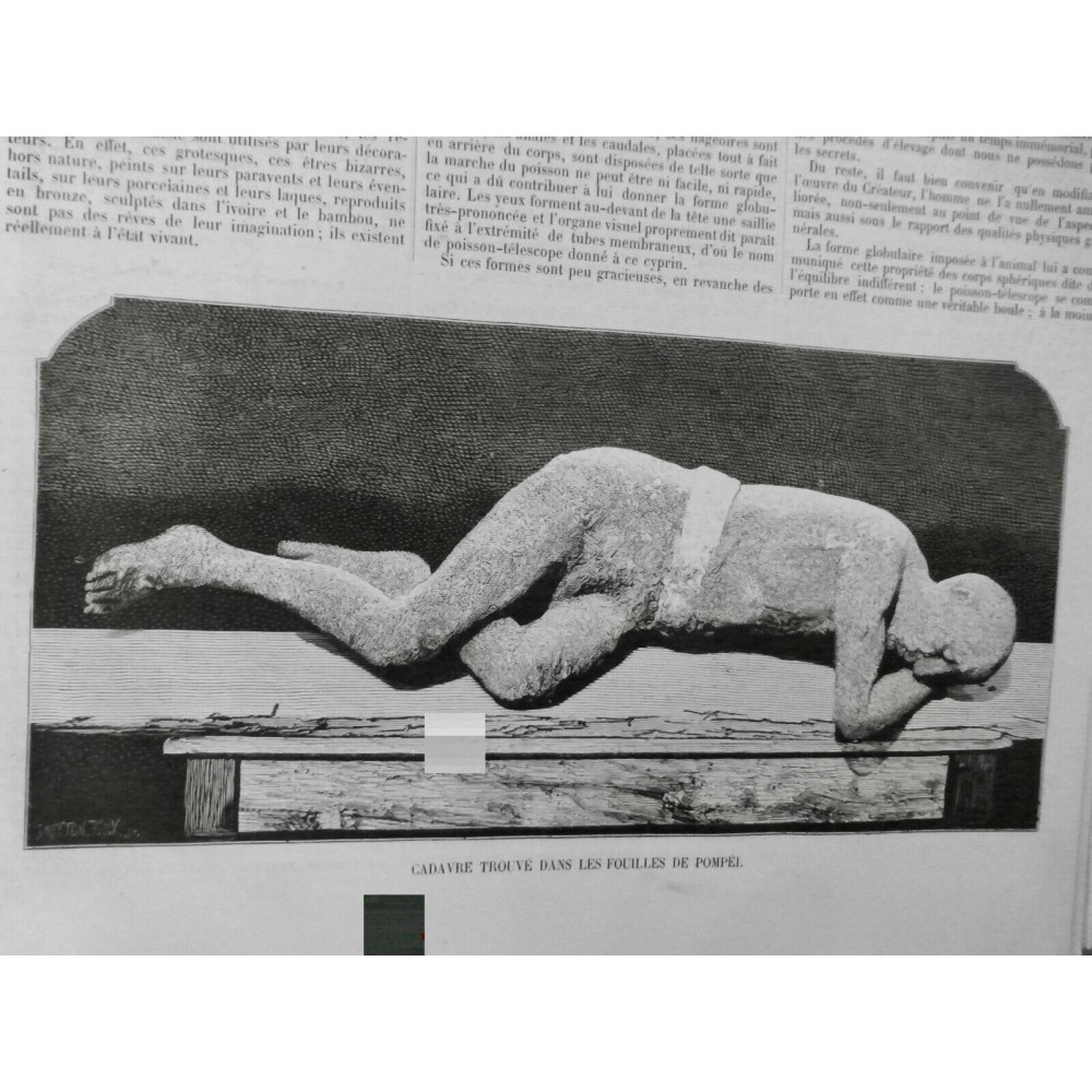 1873 I POMPEÏ FOUILLES CADAVRE TANNERIE OVRIER CENDRE JET PIERRE DECOUVERTE