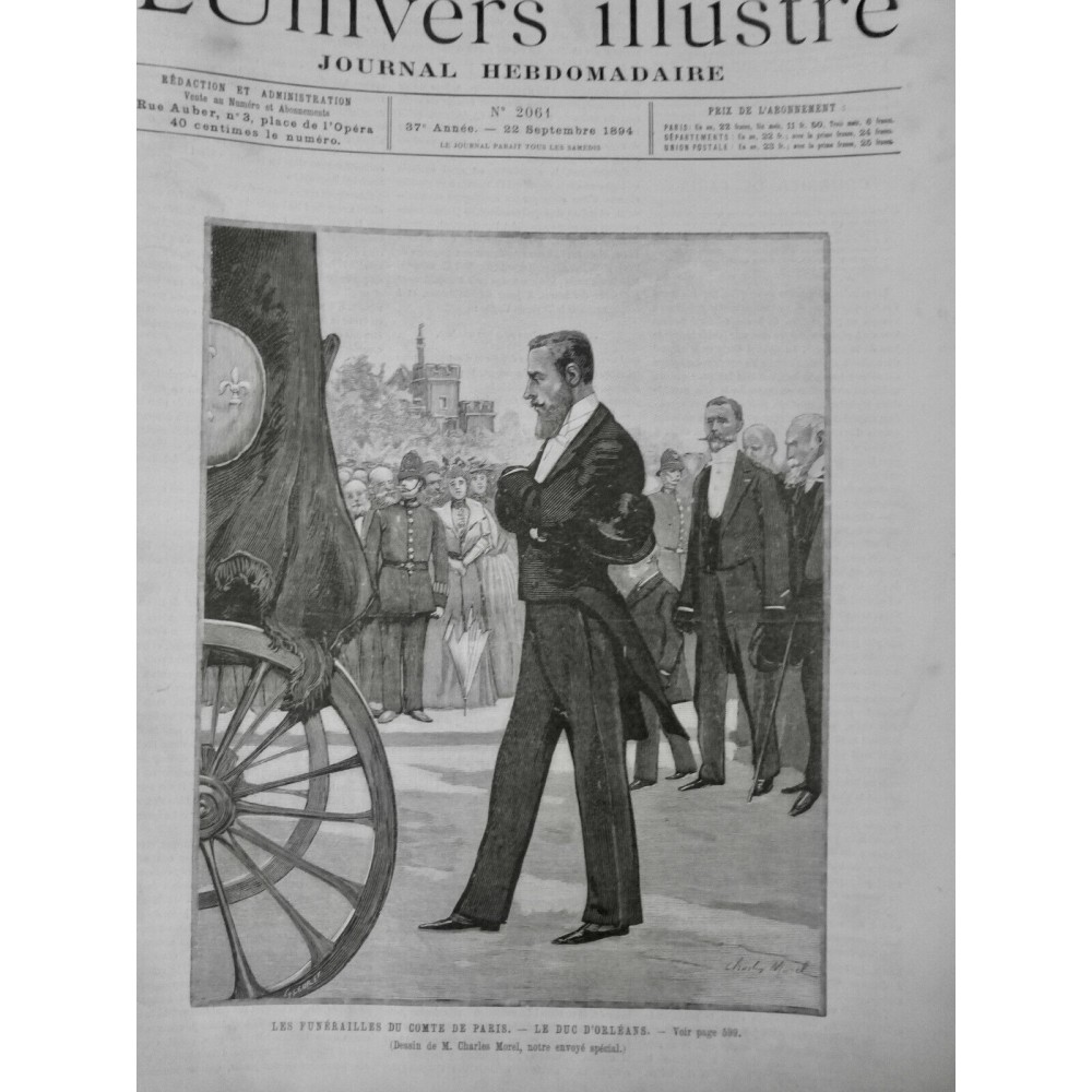 1894 UI COMTE PARIS FUNERAILLES CORTEGE DUC D'ORLEANS CERCUEIL CAFFERATA MOREL